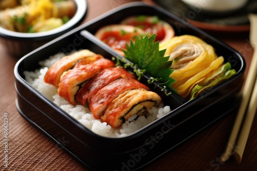 Tamagoyaki Japanese Rolled Omelette in bento Cinematic Editorial Food Photography