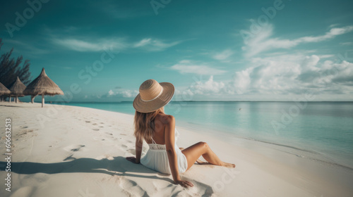 Beautiful young asian woman relax smile leisure around beach sea ocean in travel vacation