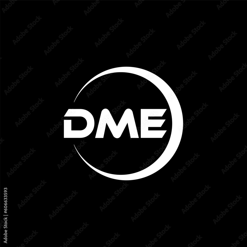 DME letter logo design with black background in illustrator, cube logo, vector logo, modern alphabet font overlap style. calligraphy designs for logo, Poster, Invitation, etc.