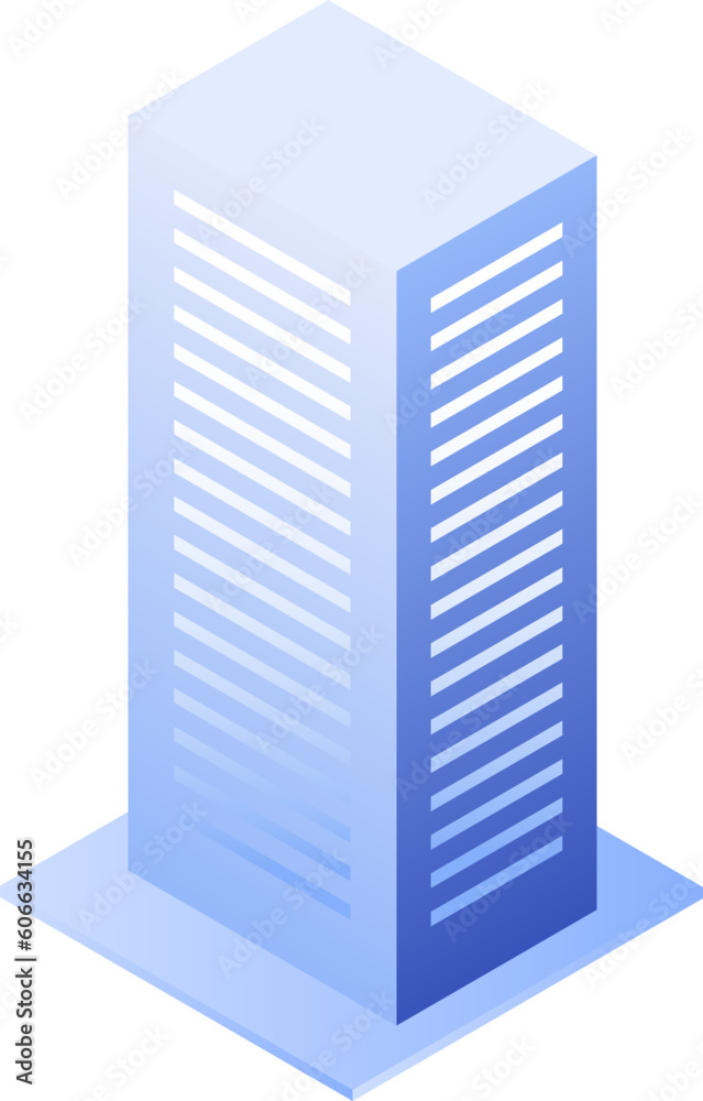 Blue building isometric image object Blue building isometric image object