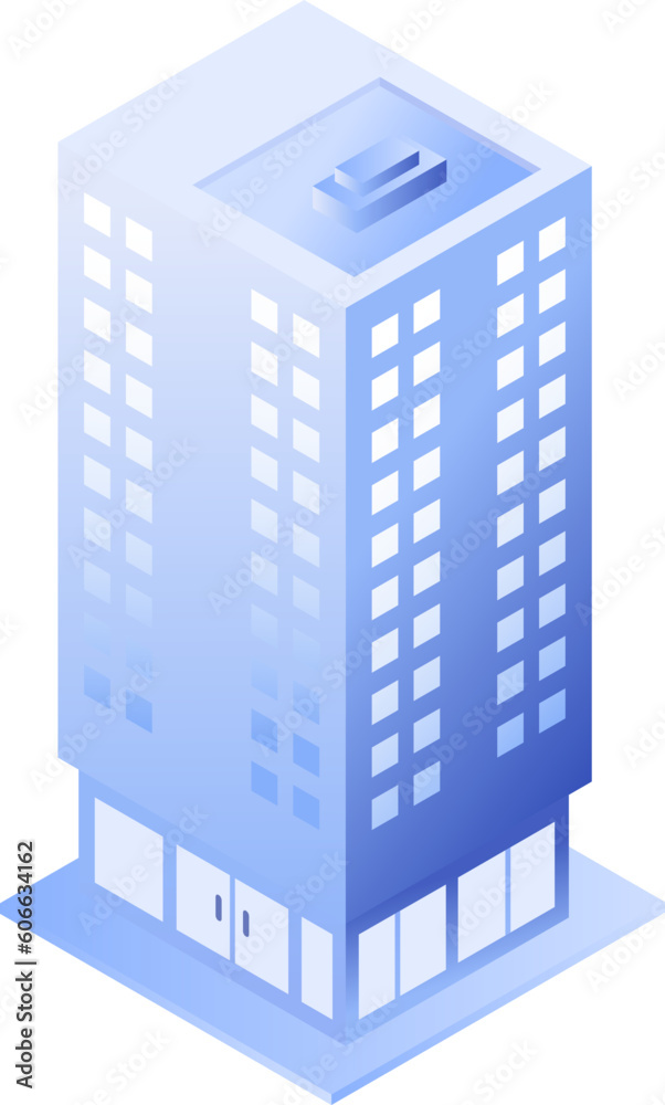 Blue building isometric image object Blue building isometric image object