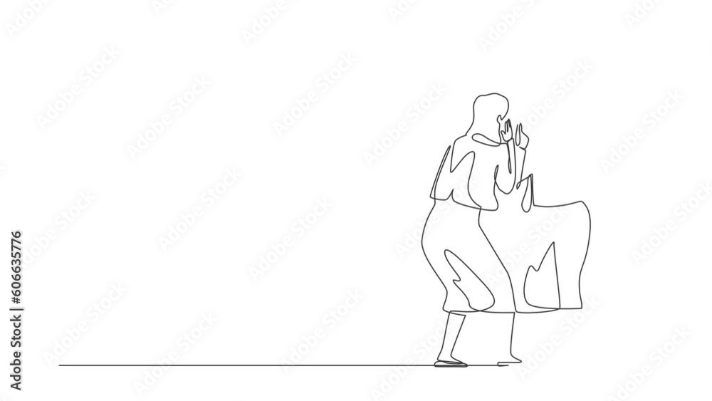 Self drawing animation of single line draw businesswoman holding face on reflection mirror. Woman applying lotion on face after wash face, looking at mirror. Continuous line draw. Full length animated Self drawing animation of single line draw businesswoman holding face on reflection mirror. Woman applying lotion on face after wash face, looking at mirror. Continuous line draw. Full length animated