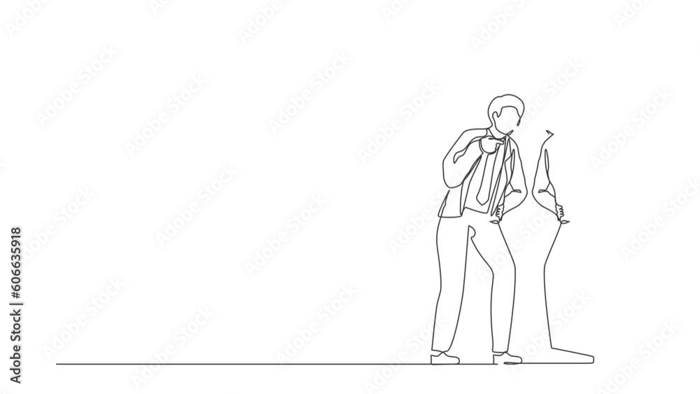 Animated self drawing of continuous line draw businessman fight with mirror reflection. Furious guy have conflict, mental health. Suffering from abuse, self-violence. Full length single line animation Animated self drawing of continuous line draw businessman fight with mirror reflection. Furious guy have conflict, mental health. Suffering from abuse, self-violence. Full length single line animation