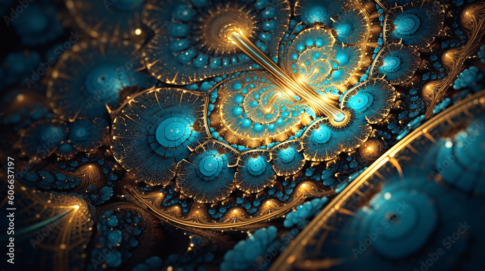 Cosmic Backgrounds in Fractals: Early Universe's Splendor. Golden, silver, ebony, and vibrant hues. Explore diverse shapes, perspectives. Unleash creativity.