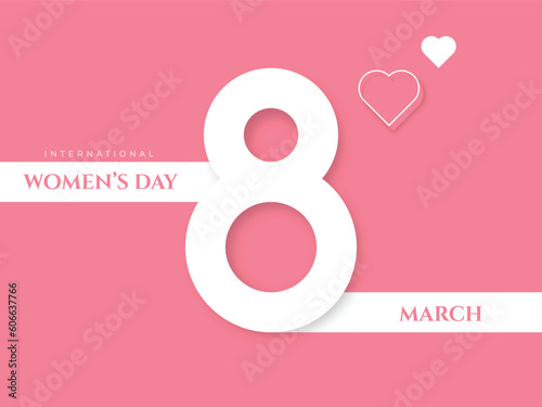 March 8 symbol with shadows. International Women's day template