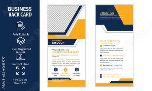 Corporate Rack Card or Dl Flyer Design editable grphics template