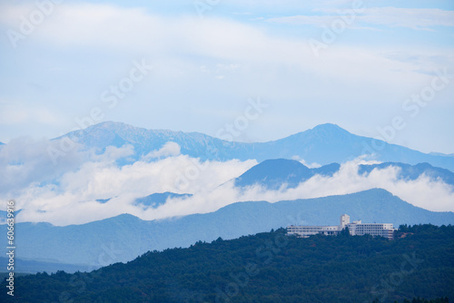 Fototapeta Naklejka Na Ścianę i Meble -  山中湖パノラマ台から望む富士吉田方面の山々2