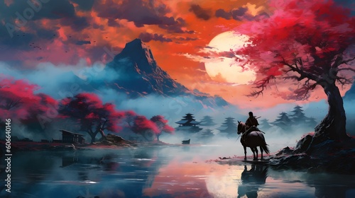 breathtaking beauty of Japan's Sengoku era with a scenery art image, Generative AI