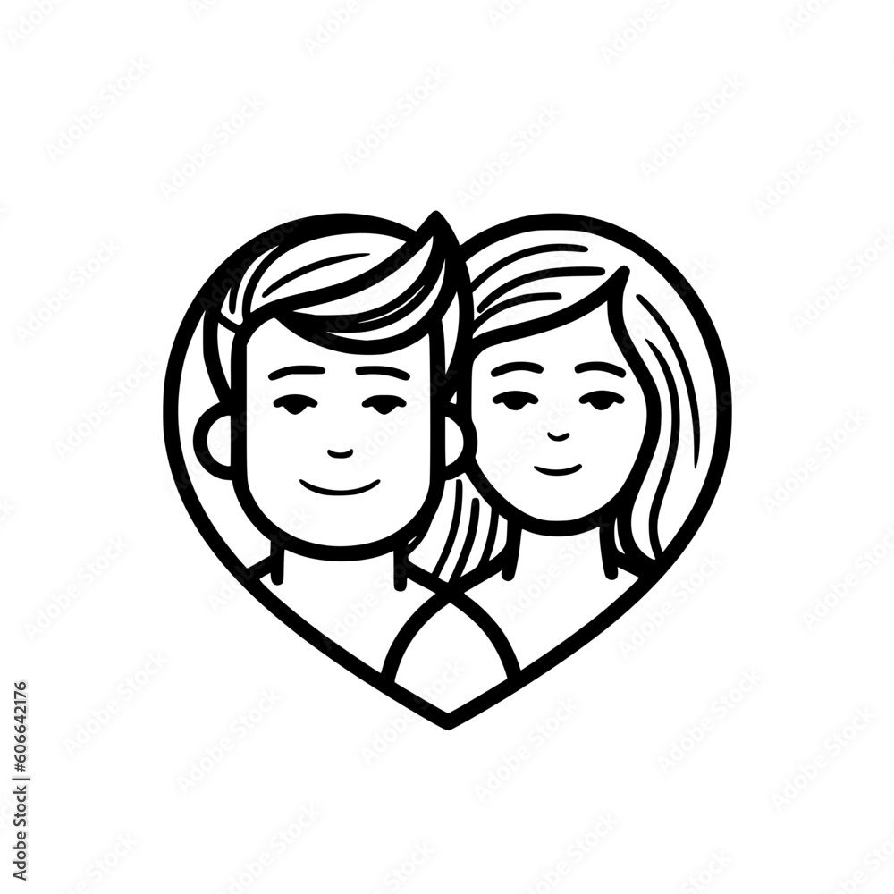 Young couple in heart vector illustration isolated on transparent background Young couple in heart vector illustration isolated on transparent background