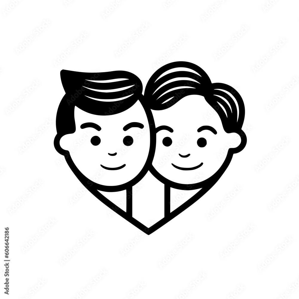 Brothers in heart vector illustration isolated on transparent background Brothers in heart vector illustration isolated on transparent background