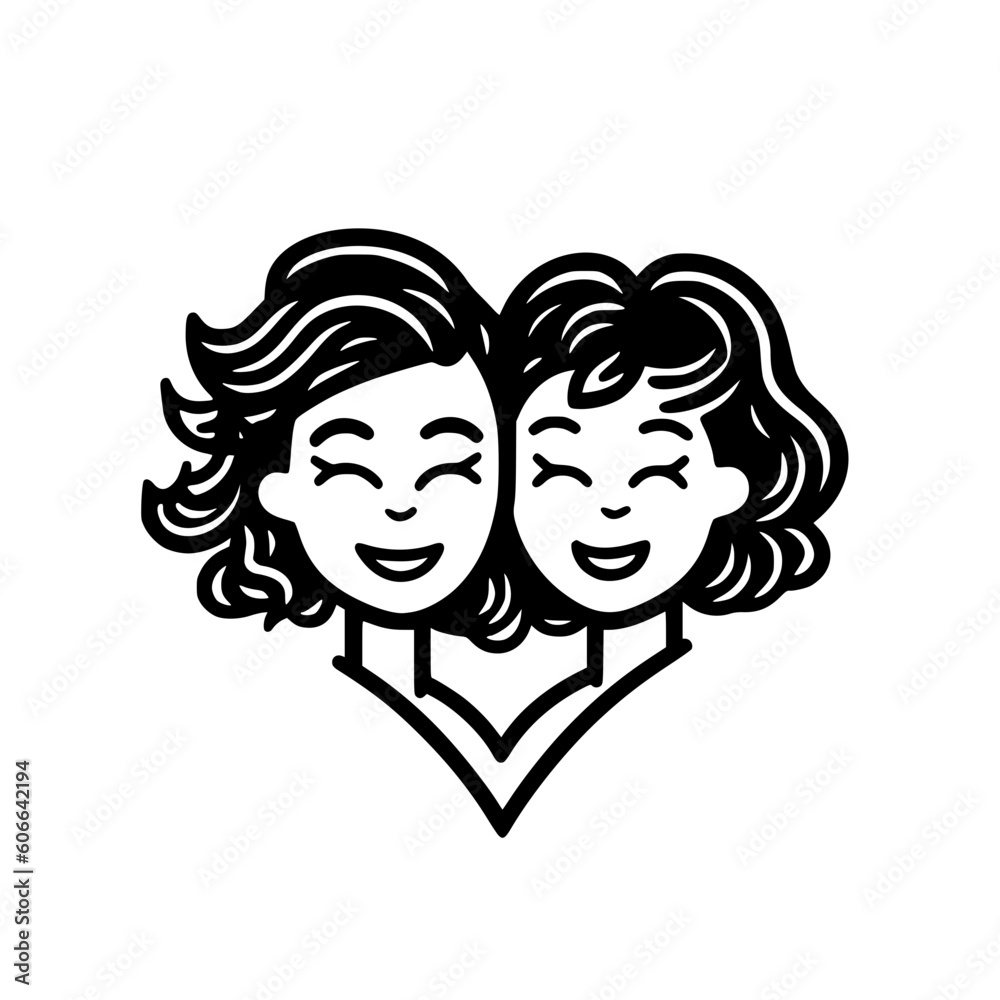 Sisters vector illustration isolated on transparent background Sisters vector illustration isolated on transparent background