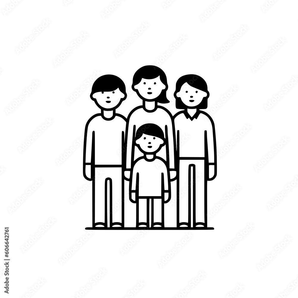 Family of four vector illustration isolated on transparent background Family of four vector illustration isolated on transparent background