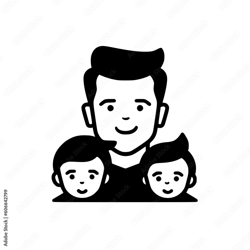 Father and two sons vector illustration isolated on transparent background Father and two sons vector illustration isolated on transparent background