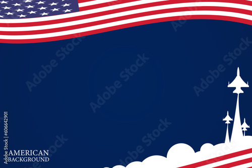Vector flat waving American flag background