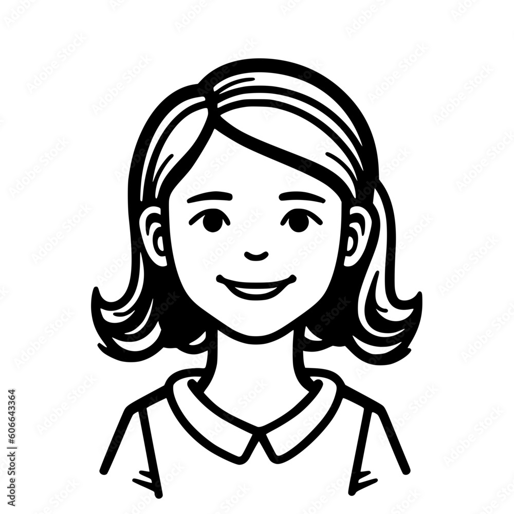 Girl portrait vector illustration isolated on transparent background Girl portrait vector illustration isolated on transparent background