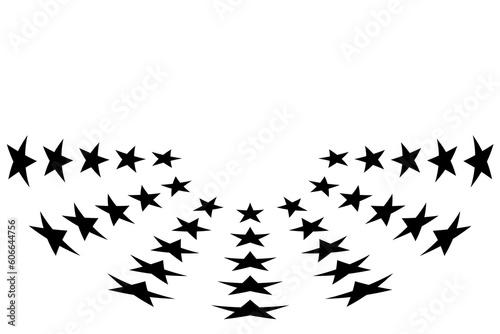 Digital png illustration of rows of black stars pattern on transparent background