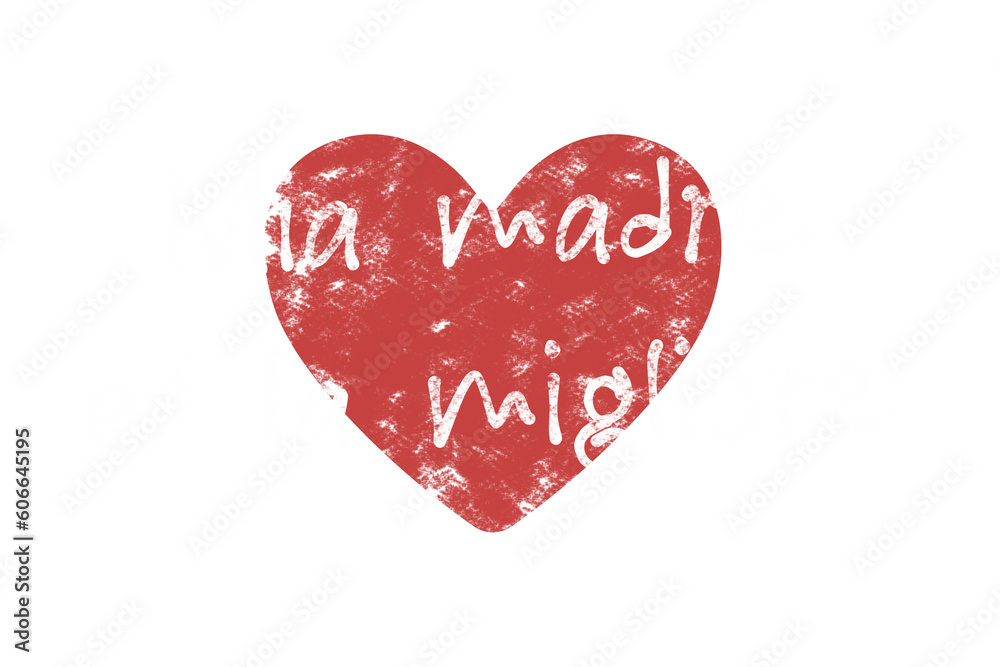 Digital png illustration of red heart and mother's day text on transparent background