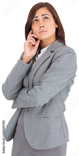 Digital png photo of focused biracial businesswoman on transparent background