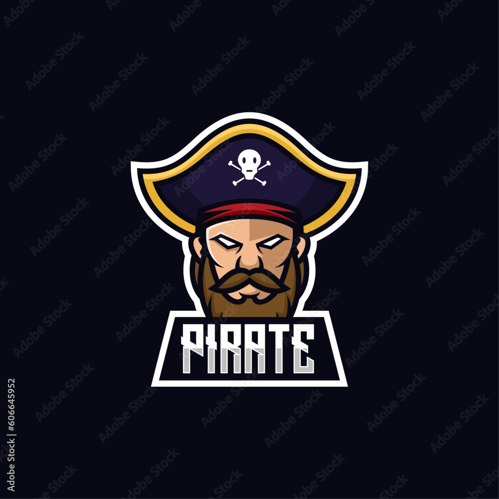 Vector Logo Illustration Pirate E- Sport And Sport Style.