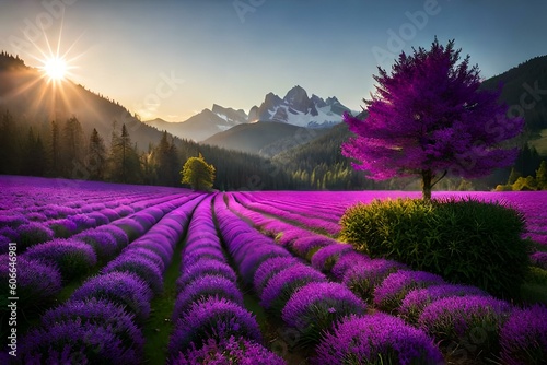 lavender field at sunset