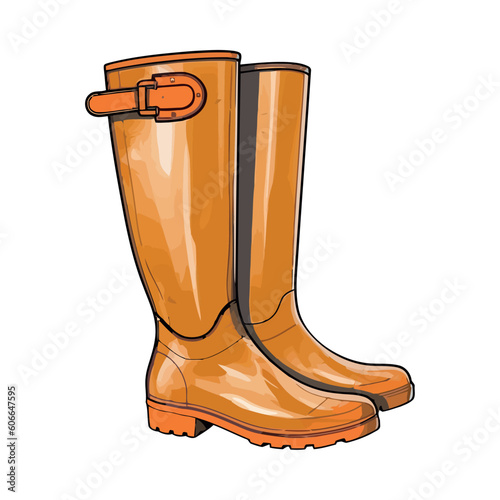 A rubber boot, protective workwear
