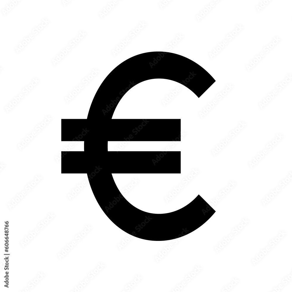 black euro currency symbol on transparent background black euro currency symbol on transparent background