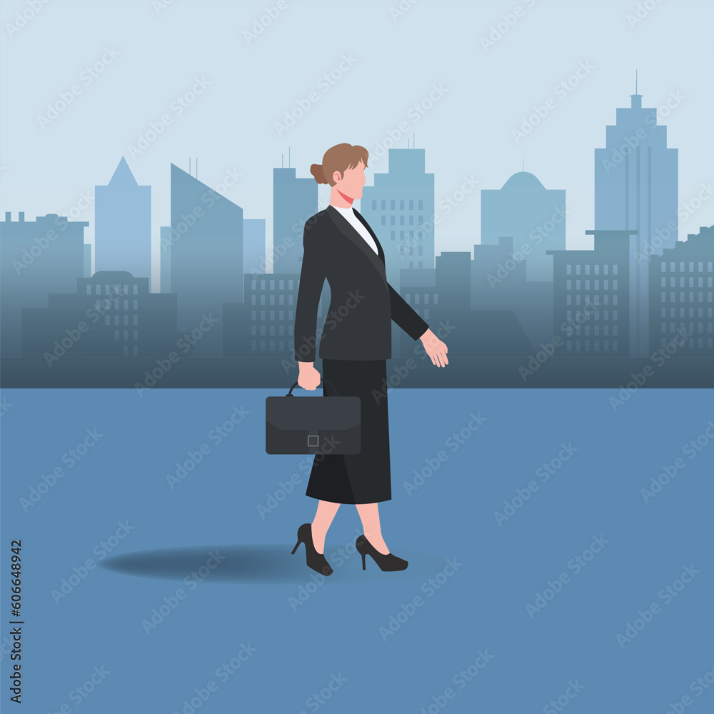 Businesswoman walking at the city design vector illustration Businesswoman walking at the city design vector illustration
