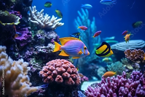 Colorful tropical fish  underwater animals  Generative AI