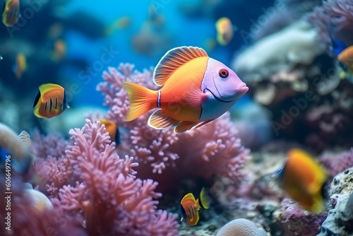 Colorful tropical fish. Generative AI © Alinarts