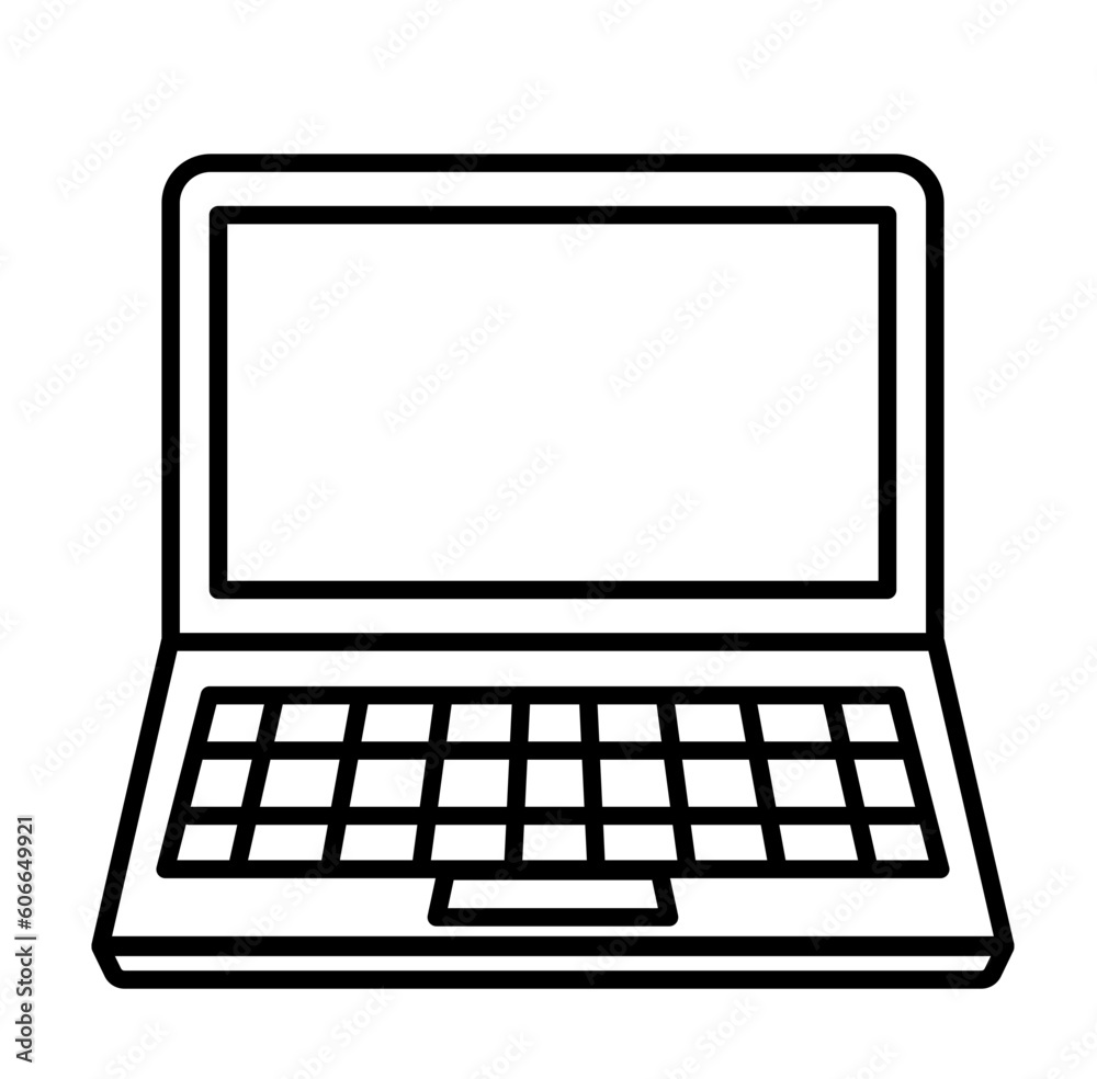 Cute laptop back to school cartoon outline icon Cute laptop back to school cartoon outline icon
