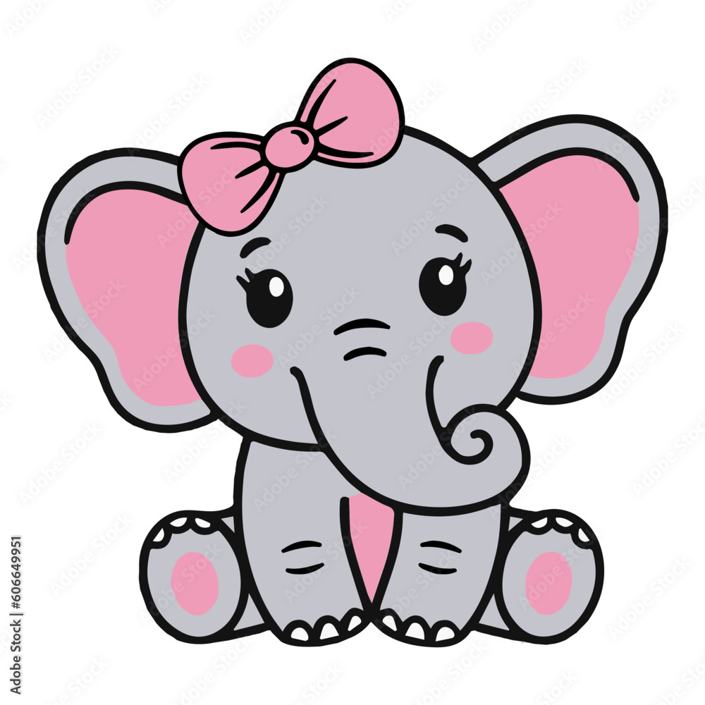 Fototapeta premium Elephant SVG, Elephant Girl svg, Baby Elephant SVG, Elephant, Cute baby Elephant svg , Cut files for Silhouette, Elephant Baby Girl with Bow, Svg Files for Cricut