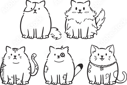 Set of cats family , vector , illustration