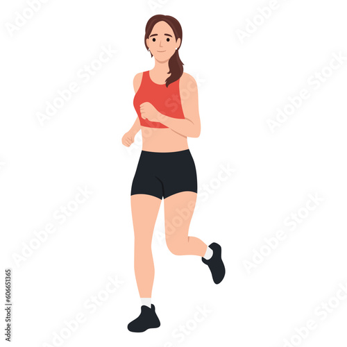 beautiful slender woman in a sports uniform leggings and a sports bra is engaged in fitness, sports, trains