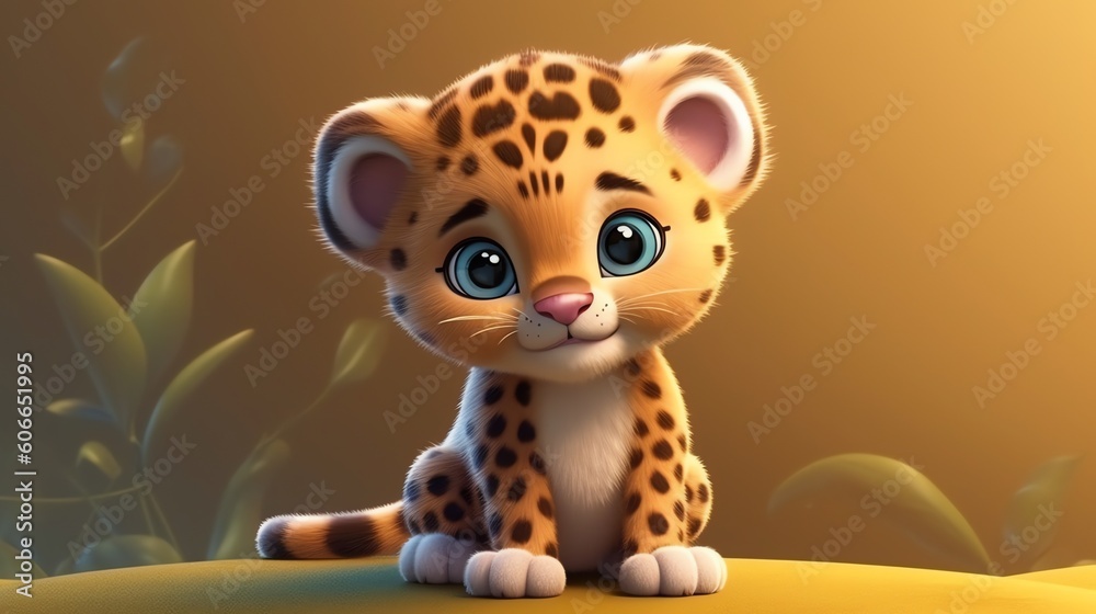 Funny cartoon tiger on isolated background. Generative AI
