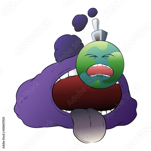 Air pollution concept. The concept of air pollution from human hands. Stop air pollution. Campaign to help reduce air pollution. Vector illustration.