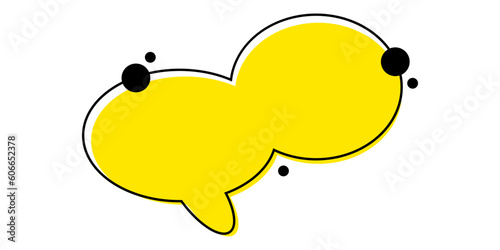 Empty speech bubble in memphis style. Modern yellow icons for web and mobile apps. Vector illustration isolated on white background.
