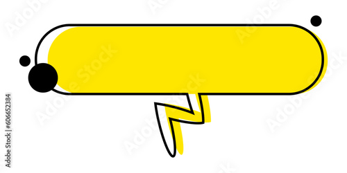 Empty speech bubble in memphis style. Modern yellow icons for web and mobile apps. Vector illustration isolated on white background.