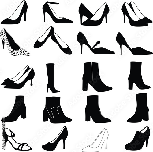 Fotografie, Obraz Woman shoes silhouettes. High heels vector