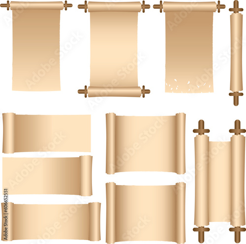 Old paper clipart. Ancient papyrus scroll vector