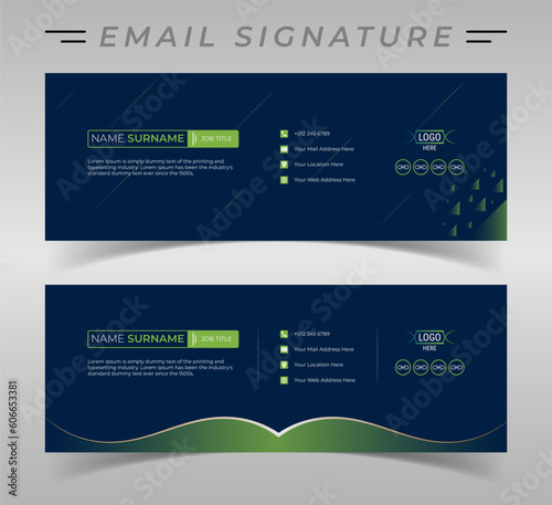 Email signature template design for business or personal use. Professional corporate email signature vector template layout in minimal style.