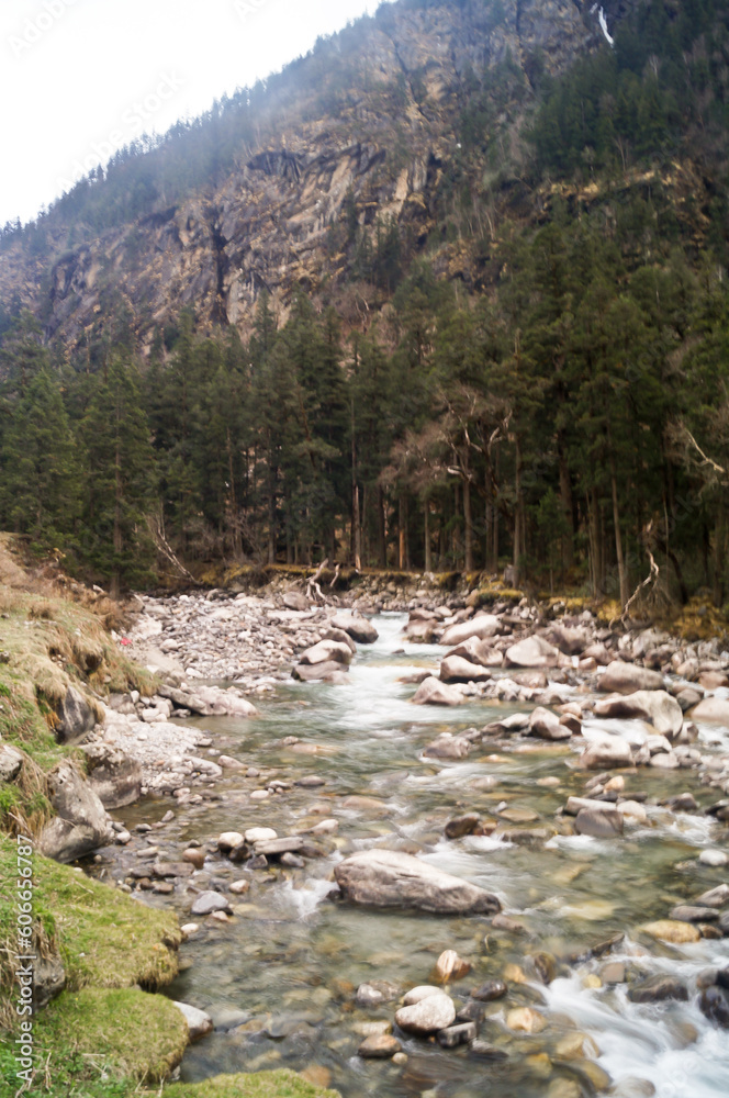 Tons river flowing en route Har Ki Doon Valley in the Himalayas, Uttarakhand, India Tons river flowing en route Har Ki Doon Valley in the Himalayas, Uttarakhand, India