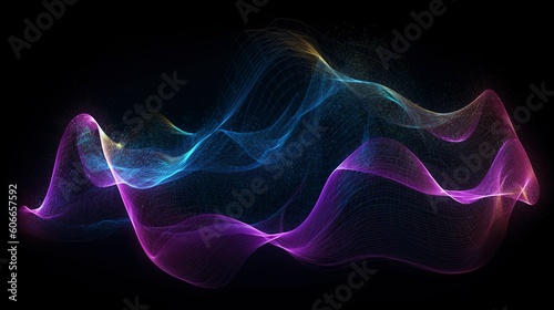 abstract wave background with blue, pink and black lines, in the style of light purple and red, uhd image, sparse backgrounds, smokey background, generate ai