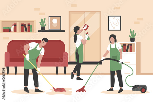 Home cleanup illustration background. Illustration for website, landing page, mobile app, poster and banner. Trendy flat vector illustration
