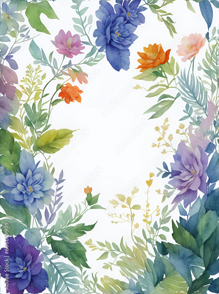 Obraz premium Flower and leaves watercolor of kinds book cover design, centre,
