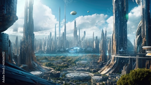 Massive sci-fi megalopolis of future