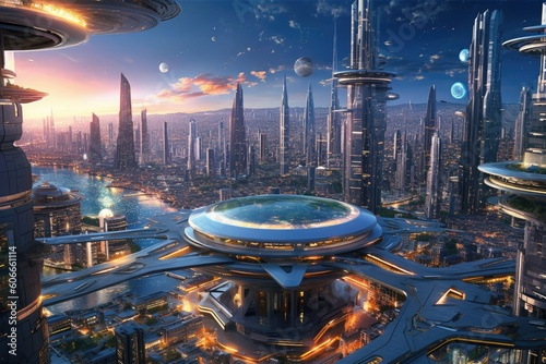 Massive sci-fi megalopolis of future