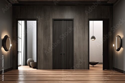 Italian-style interior focuses on the doors hand in hand with the spacious space. Generative AI Technology 