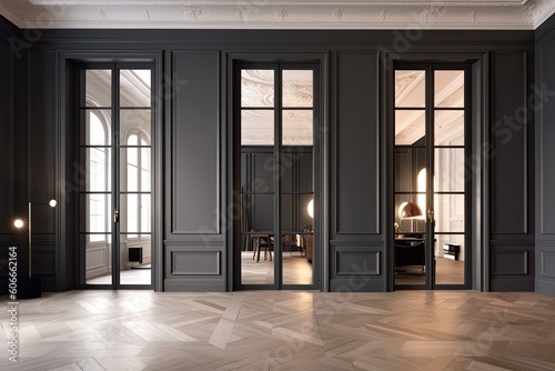 Italian-style interior focuses on the doors hand in hand with the spacious space. Generative AI Technology 