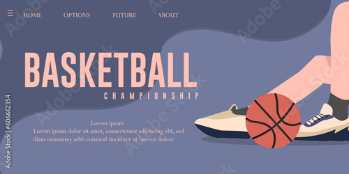 Basketball championship tournament login interface poster, web banner design vector illustration.
