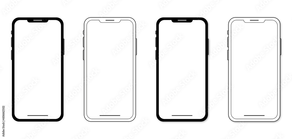 Realistic smartphone mockup collection with transparent screen and realistic shadow isolated on transparent background. Realistic smartphone mockup collection with transparent screen and realistic shadow isolated on transparent background.